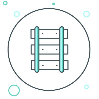 Demiryolu hattı, demiryolu ikonu beyaz arka planda izole edildi. Renkli taslak konsepti. Vektör.