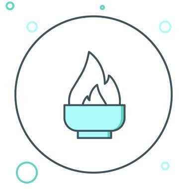 Beyaz arka planda izole edilmiş çizgi alkol veya ruh yakıcı ikonu. Kimyasal ekipman. Renkli taslak konsepti. Vektör.