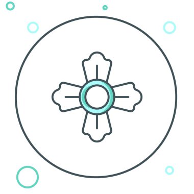 İtfaiyeci çizgisi simgesi beyaz arka planda izole edildi. Renkli taslak konsepti. Vektör.