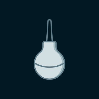 Çizgi Enema simgesi siyah arkaplanda izole edildi. Plastik uçlu bir düşman. Tıbbi armut. Düz çizgili, gölgeli. Vektör.