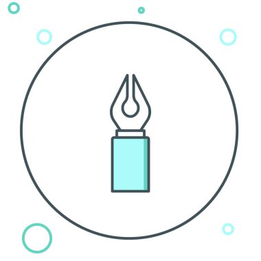 Line Fountain kalem ucu simgesi beyaz arkaplanda izole edildi. Kalem aleti işareti. Renkli taslak konsepti. Vektör.