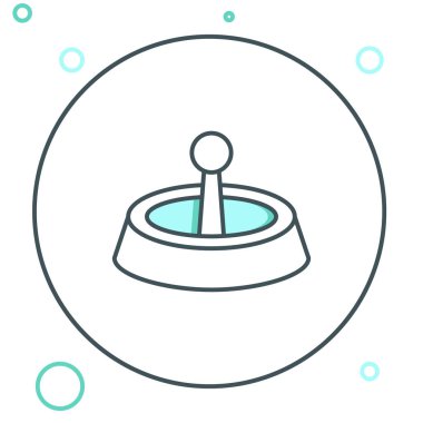 Çizgi Kumarhanesi rulet tekerleği simgesi beyaz arka planda izole edildi. Renkli taslak konsepti. Vektör.