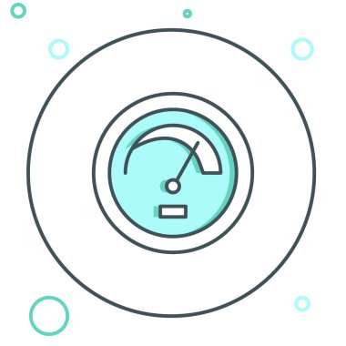 Hız göstergesi simgesi beyaz arkaplanda izole edildi. Renkli taslak konsepti. Vektör.