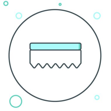 Sünger çizgisi simgesi beyaz arkaplanda izole edildi. Bulaşık yıkamak için bir tutam Bast. Temizlik servisi logosu. Renkli taslak konsepti. Vektör.