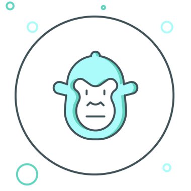 Çizgi Maymun simgesi beyaz arkaplanda izole edildi. Hayvan sembolü. Renkli taslak konsepti. Vektör.