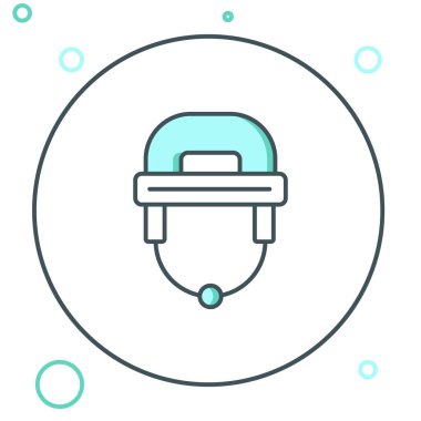 Çizgi Hokeyi miğferi simgesi beyaz arkaplanda izole edildi. Renkli taslak konsepti. Vektör.