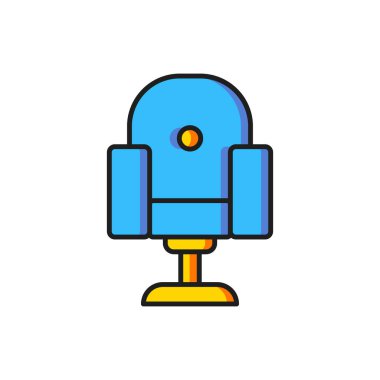 Renk Yönetmeni film koltuğu simgesi beyaz arkaplanda izole edildi. Film endüstrisi. Düz çizgili, gölgeli. Vektör.