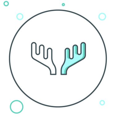 Geyik boynuzu simgesi beyaz arkaplanda izole edildi. Duvarda av kupası. Renkli taslak konsepti. Vektör.