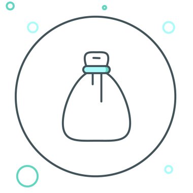 Eski para çantası simgesi beyaz arkaplanda izole edildi. Nakit bankacılık tabelası. Renkli taslak konsepti. Vektör.