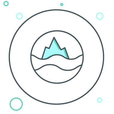 Çizgi Denizi ve dalga simgesi beyaz arkaplanda izole edildi. Renkli taslak konsepti. Vektör.