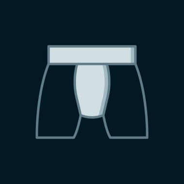 Çizgi Adamları 'nın iç çamaşırı simgesi siyah arkaplanda izole edilmiş. Erkek iç çamaşırı. Düz çizgili, gölgeli. Vektör.