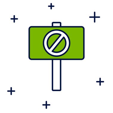 Filled outline Protest icon isolated on white background. Meeting, protester, picket, speech, banner, protest placard, petition, leader, leaflet.  Vector.