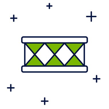 Doldurulmuş Drum simgesi beyaz arkaplanda izole edildi. Müzik işareti. Müzik aleti sembolü. Vektör.