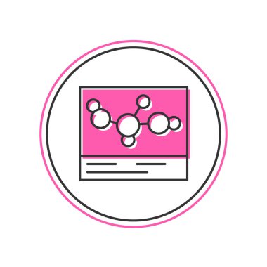 Doldurulmuş Kimyasal Formül simgesi beyaz arkaplanda izole edildi. Yenilikçi tıp, sağlık, araştırma ve bilim için soyut altıgen. Vektör.