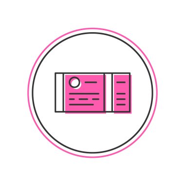 Doldurulmuş ana hat tren bileti simgesi beyaz arka planda izole edildi. Demiryolu ile seyahat et. Vektör.