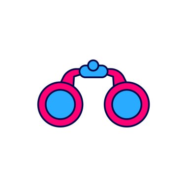 Doldurulmuş Dürbün simgesi beyaz arkaplanda izole edildi. Yazılım işareti bul. Casus ekipman sembolü. Vektör.