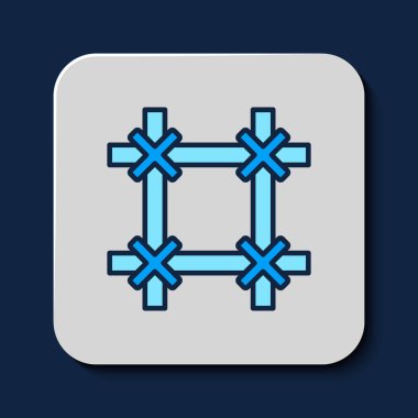 Filled outline Prison window icon isolated on blue background.  Vector.