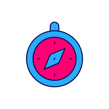 Doldurulmuş pusula simgesi beyaz arkaplanda izole edildi. Rüzgâr yön bulma sembolü. Rüzgar gül işareti. Vektör.