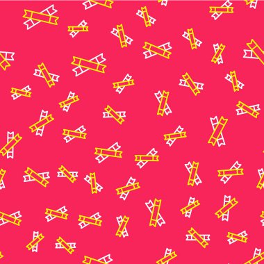 Line Sugar paket simgesi simgesi kırmızı arkaplanda izole edilmiş kusursuz desen. Kahve, tuz, baharat gibi toplu gıda ürünleri için ayrı ayrı paketler. Vektör.