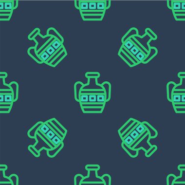 Eskiler 'in amfora simgesi mavi arkaplanda izole edilmiş kusursuz desen. Vektör.