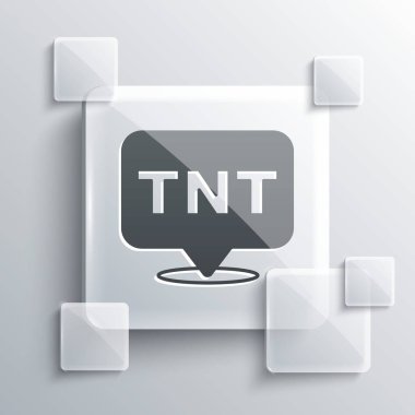 Gri Patlayıcı Bomba İmha ikonu gri arka planda izole edildi. Saatli bomba - patlama tehlikesi kavramı. Kare cam paneller. Vektör.