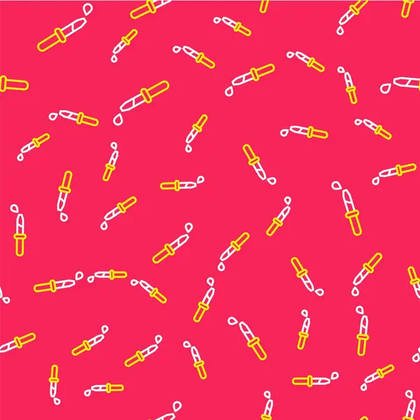 Line Pipette icon isolated seamless pattern on red background. Element of medical, chemistry lab equipment. Pipette with drop. Medicine symbol.  Vector.