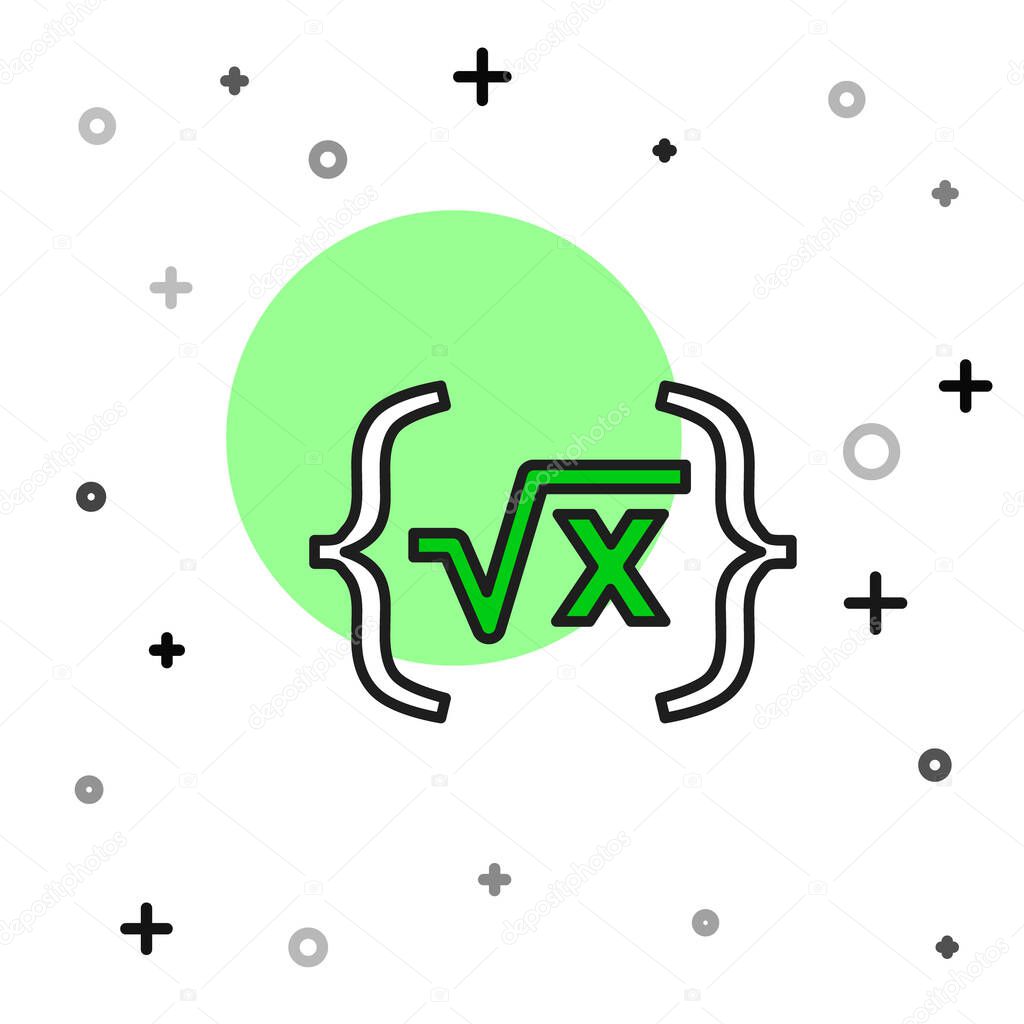 Filled outline Square root of x glyph icon isolated on white background. Mathematical expression.  Vector.
