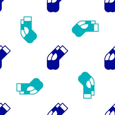 Mavi Çorap simgesi, beyaz arka planda izole edilmiş kusursuz desen. Vektör.