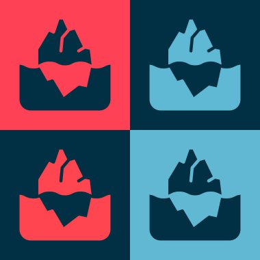 Pop Art Iceberg simgesi renk arkaplanında izole edildi. Vektör.