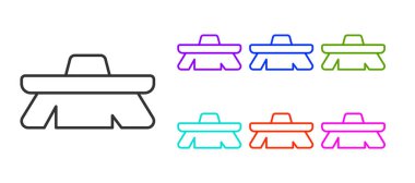 Temizlik simgesi için siyah çizgi fırçası beyaz arkaplanda izole edildi. Temizlik hizmeti konsepti. Simgeleri renklendirin. Vektör.