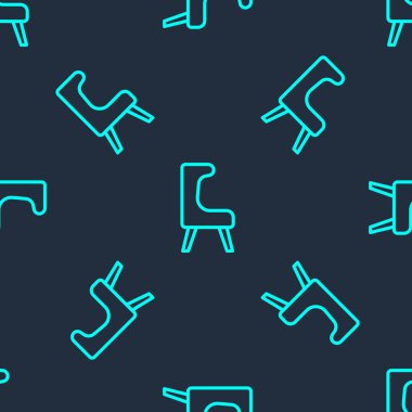 Mavi arka planda yeşil çizgi Kol Koltuğu simgesi izole edilmiş. Vektör.