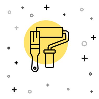 Beyaz arkaplanda siyah çizgi boyalı fırça ikonu izole edildi. Rastgele dinamik şekiller. Vektör.