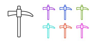 Siyah çizgili Kazma simgesi beyaz arkaplanda izole edildi. Simgeleri renklendirin. Vektör.