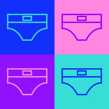Pop Art Line Erkek iç çamaşırı simgesi renk arkaplanda izole. Erkek iç çamaşırı. Vektör.