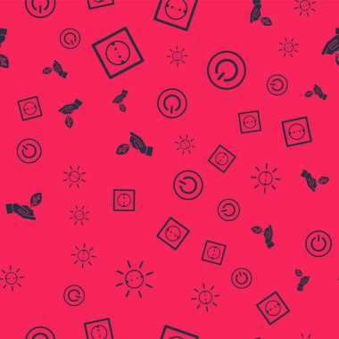 Güneş enerjisi panelini, elektrik prizini, elinize yerleştirin ve güç düğmesini pürüzsüz desene ayarlayın. Vektör.