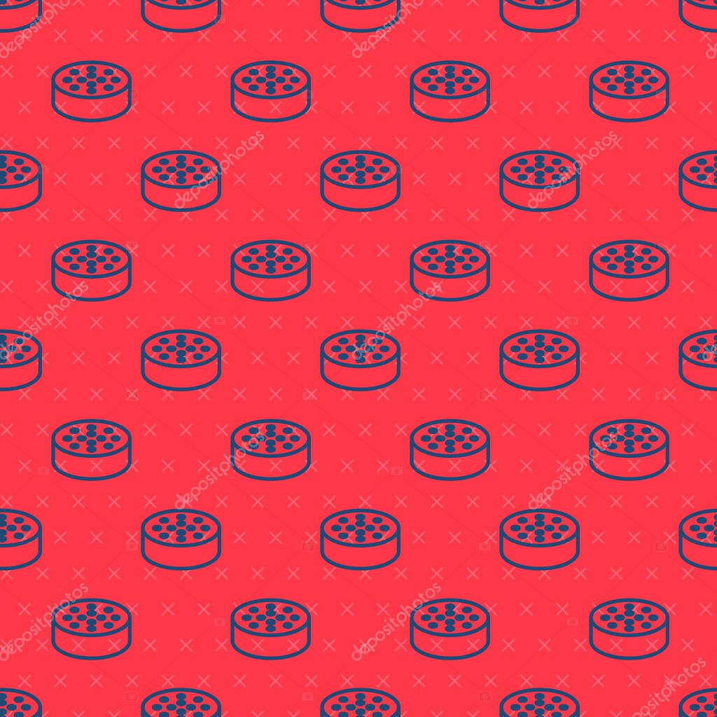 Blue line Water sensor icon isolated seamless pattern on red background.  Vector.