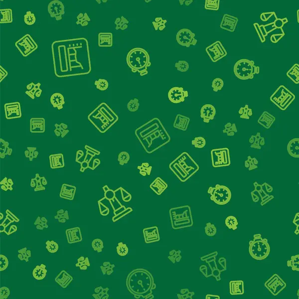 Çizelge, çizelge, çizelge, diyagram, adalet terazisi ve Stopwatch 'ı kusursuz desen üzerine ayarla. Vektör.