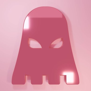 Pembe İnfaz Maskesi simgesi pembe arka planda izole edildi. Cellat, işkenceci, uygulayıcı, işkenceci, kasap, cellat ikonu. Minimalizm kavramı. 3 Boyutlu resimleme.