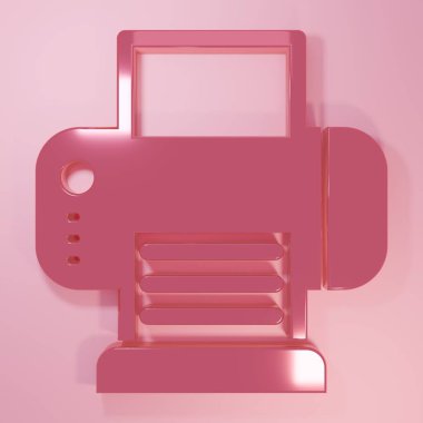 Pembe yazıcı simgesi pembe arkaplanda izole edilmiş. Minimalizm kavramı. 3 Boyutlu resimleme.