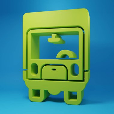 Green Delivery cargo truck vehicle icon isolated on blue background. Minimalism concept. 3D render illustration.