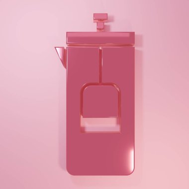 Pembe Fransız basın simgesi pembe arka planda izole edilmiş. Minimalizm kavramı. 3 Boyutlu resimleme.