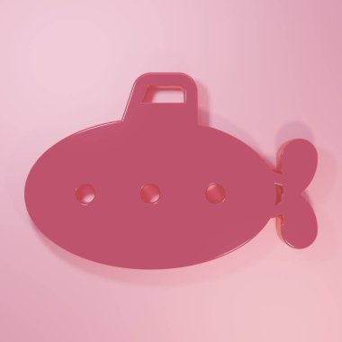 Pembe Denizaltı oyuncak ikonu pembe arka planda izole edilmiş. Minimalizm kavramı. 3 Boyutlu resimleme.