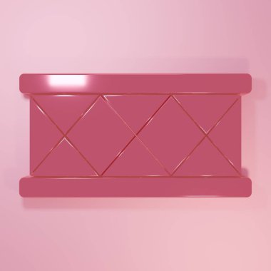 Pembe Davul simgesi pembe arka planda izole edilmiş. Müzik işareti. Müzik aleti sembolü. Minimalizm kavramı. 3 Boyutlu resimleme.