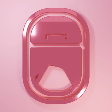 Pembe Uçak pencere simgesi pembe arka planda izole edilmiş. Uçak lombozu. Minimalizm kavramı. 3 Boyutlu resimleme.