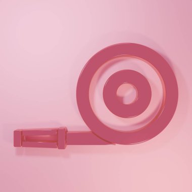 Pembe yangın hortumu ikonu pembe arka planda izole edilmiş. Minimalizm kavramı. 3 Boyutlu resimleme.