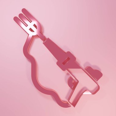 Pembe balıkçılık zıpkın ikonu pembe arka planda izole edilmiş. Suyun altında balık yakalamak için balıkçılık üreticileri. Su altı ekipmanları. Minimalizm kavramı. 3 Boyutlu resimleme.