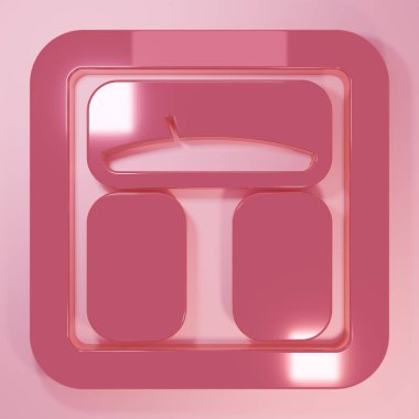 Pembe banyo ölçekli ikon pembe arka planda izole edilmiş. Ağırlık ölçme ekipmanı. Ağırlık ölçeği spor konsepti. Minimalizm kavramı. 3 Boyutlu resimleme.