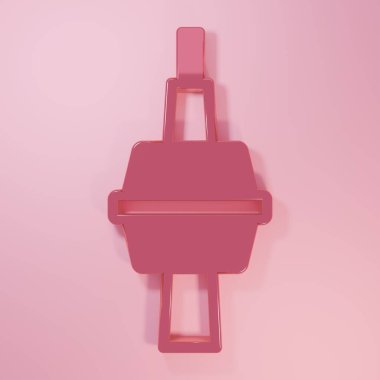 Toronto 'daki Pembe TV CN Kulesi pembe arka planda izole edilmiş. Ünlü dünya simgeleri simgesi konsepti. Turizm ve tatil teması. Minimalizm kavramı. 3 Boyutlu resimleme.