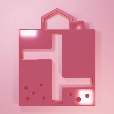 Pembe Mayın giriş simgesi pembe arka planda izole edilmiş. Minimalizm kavramı. 3 Boyutlu resimleme.