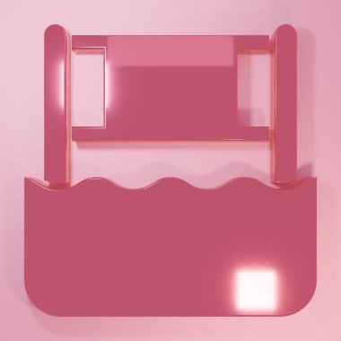 Pembe Su Voleybol Ağı ikonu pembe arka planda izole edilmiş. Minimalizm kavramı. 3 Boyutlu resimleme.